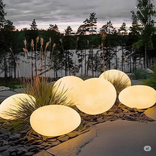 Solar Powered Pebble Stone Lamp Outdoor Park Garden Atmosphere Decoration Landscape Lamp Outdoor Villa Courtyard Lamp(Waterproof)-tidenox