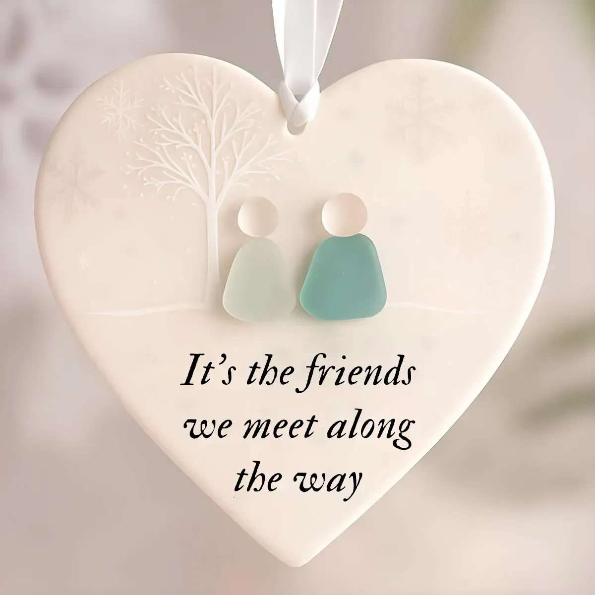 🌊Heart-Shaped Sea Glass Friendship Ornament✨Shaped by Nature & Crafted by Hand💝-tidenox