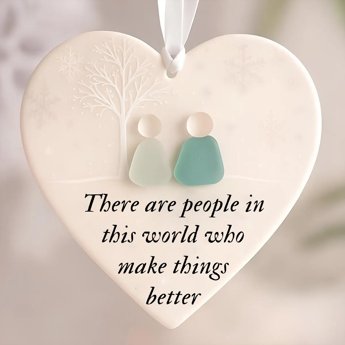 🌊Heart-Shaped Sea Glass Friendship Ornament✨Shaped by Nature & Crafted by Hand💝-tidenox