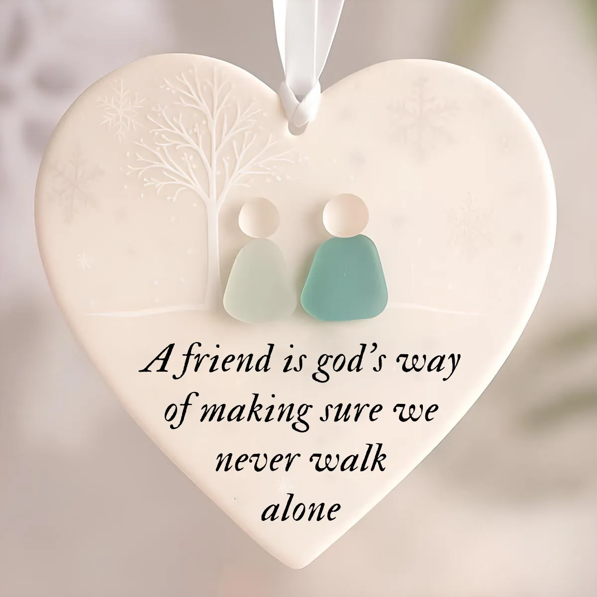 🌊Heart-Shaped Sea Glass Friendship Ornament✨Shaped by Nature & Crafted by Hand💝-tidenox