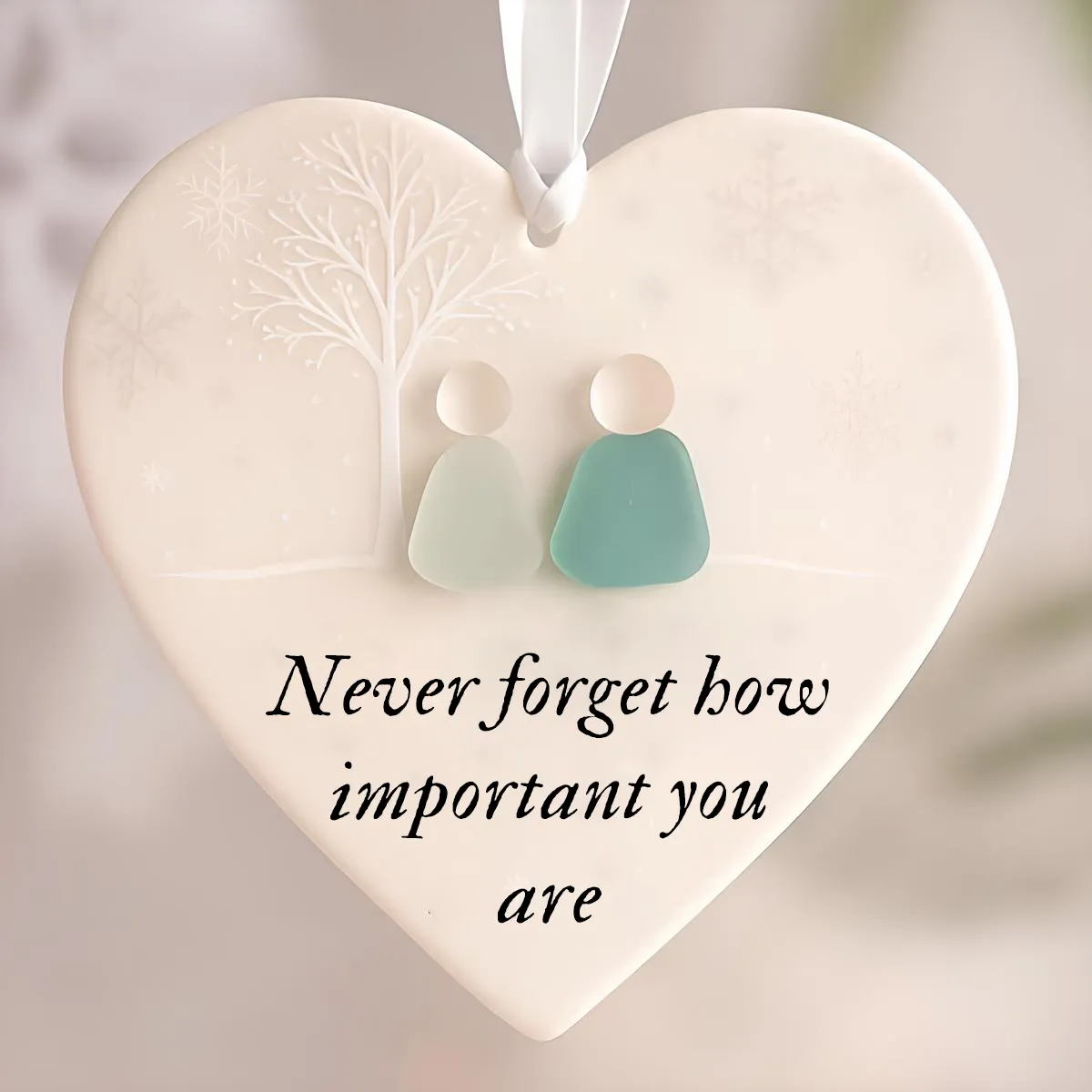 🌊Heart-Shaped Sea Glass Friendship Ornament✨Shaped by Nature & Crafted by Hand💝-tidenox
