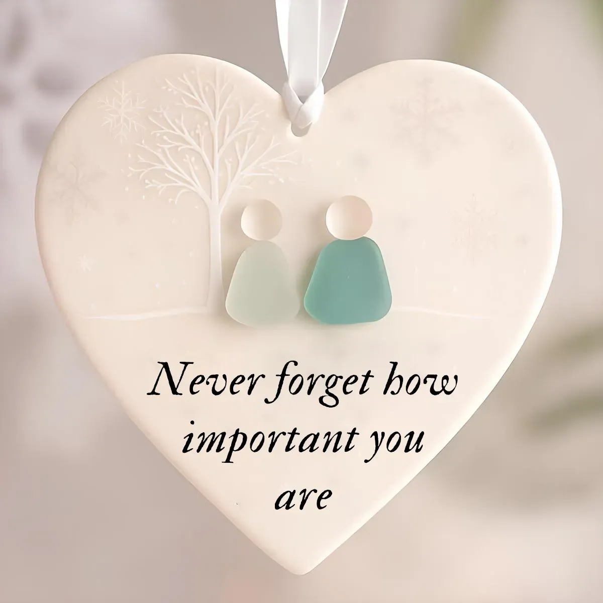 🌊Heart-Shaped Sea Glass Friendship Ornament✨Shaped by Nature & Crafted by Hand💝-tidenox