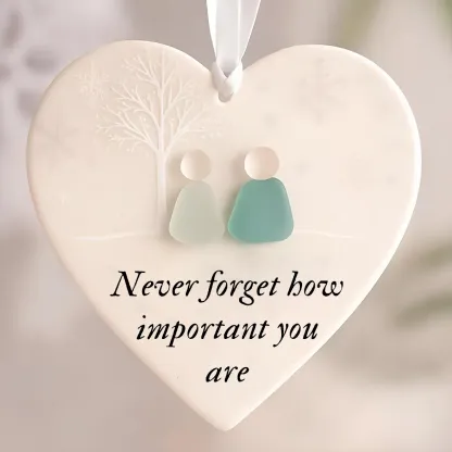 🌊Heart-Shaped Sea Glass Friendship Ornament✨Shaped by Nature & Crafted by Hand💝-tidenox