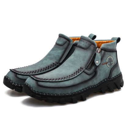 (🔥Christmas Clearance sale - 50% OFF)  Men's Vintage Casual Soft And Breathable Side Zipper Cowhide Leather Boots-tidenox