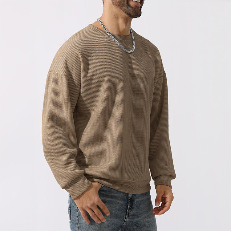 Men's Winter Sweater Loose Round Neck Thickened Sweater-tidenox