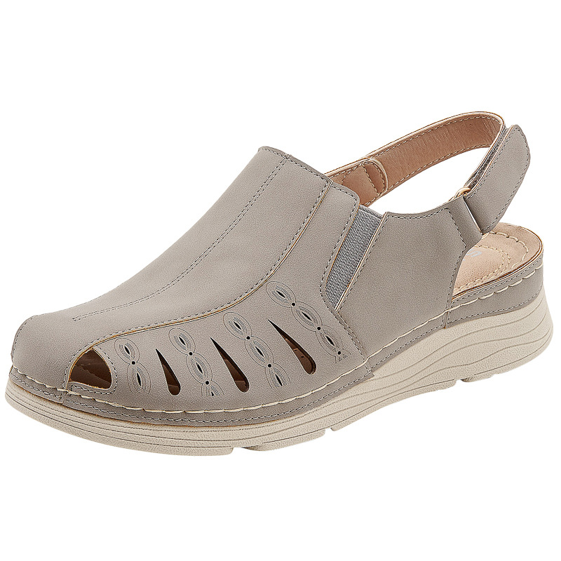 Casual Orthopedic Velcro Walking Wedge Toe Sandals-tidenox