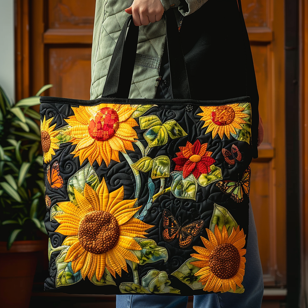 Sunflower Night Quilted Tote Bag NCU0TH500-tidenox