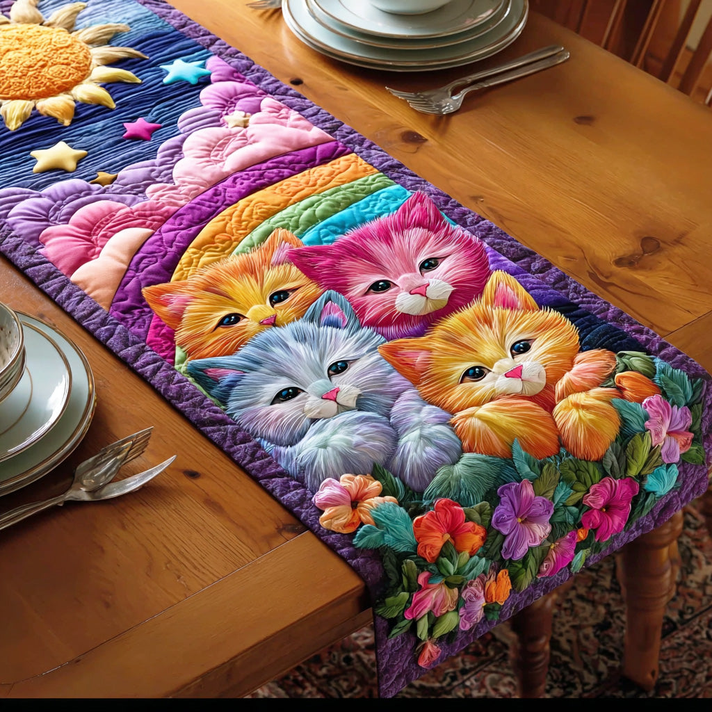 Rainbow Paws Parade Quilted Table Runner NCU0TD1184-tidenox