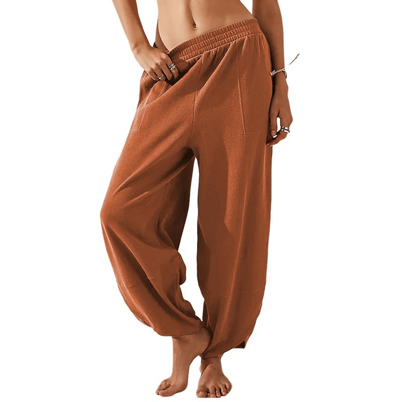 Womens Baggy Wide Leg Pants Casual Elastic Waisted Palazzo Harem Pants with Pockets