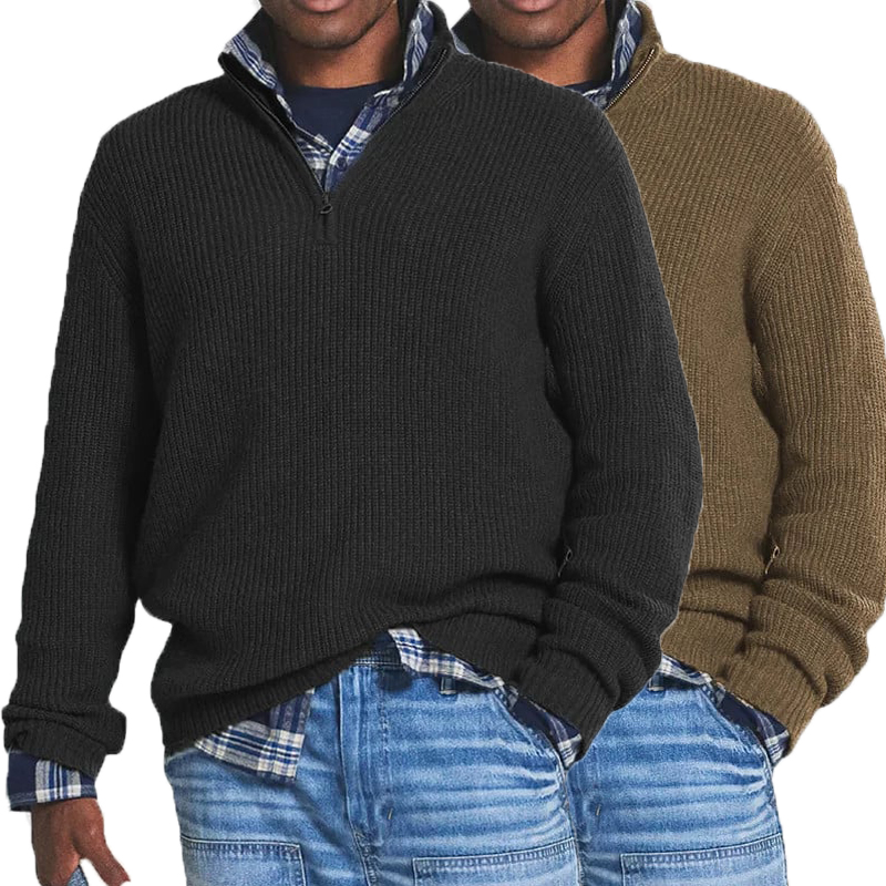 Men's Business Casual Zipper Sweatshirt-tidenox