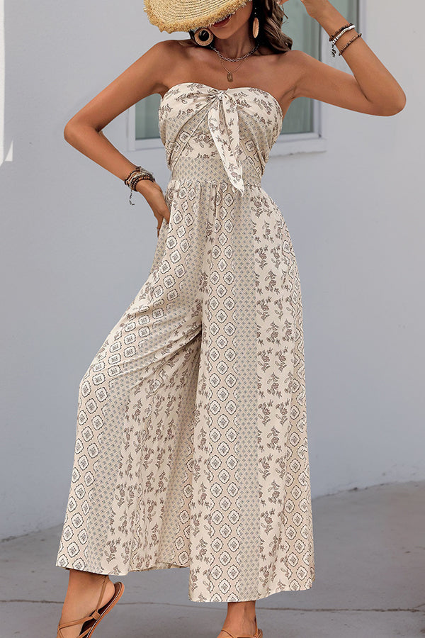 beachsissi Fashion Bandeau Printed Casual Jumpsuit