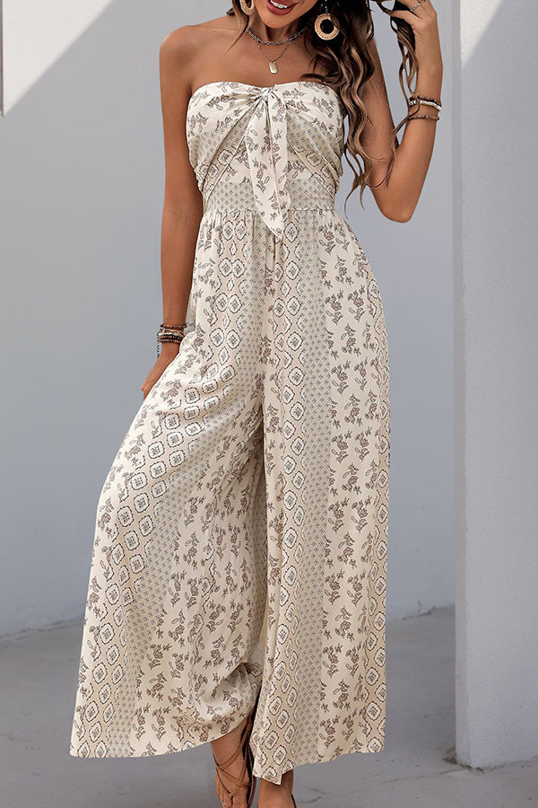 beachsissi Fashion Bandeau Printed Casual Jumpsuit