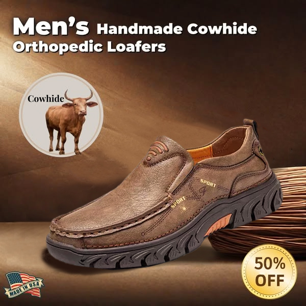 Men's handmade genuine leather orthopedic loafers-tidenox