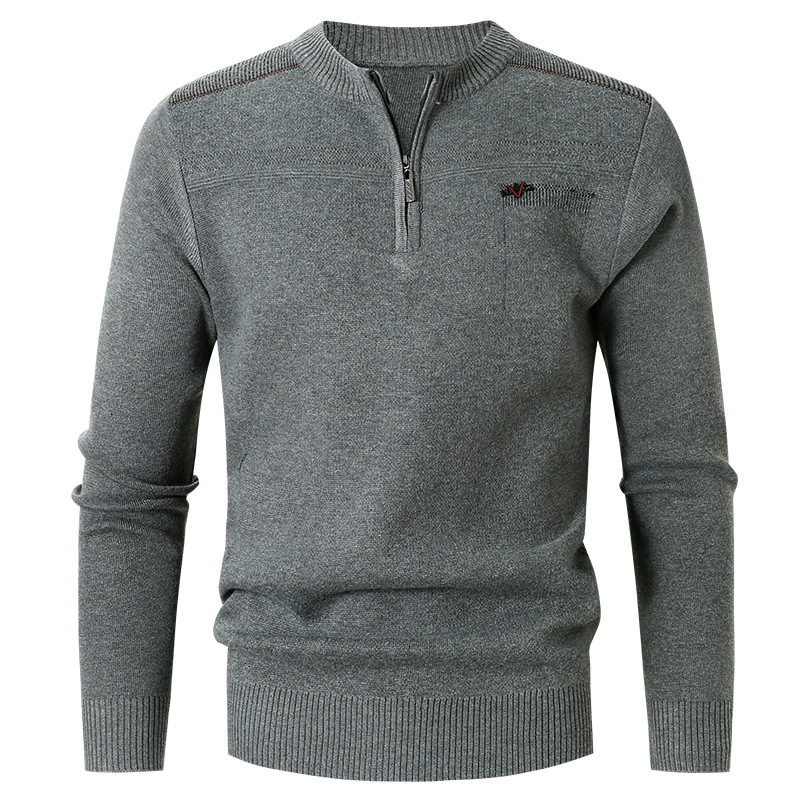 MEN'S CASUAL CREW NECK SWEATER SOLID COLOR AUTUMN AND WINTER INNER WEAR-tidenox