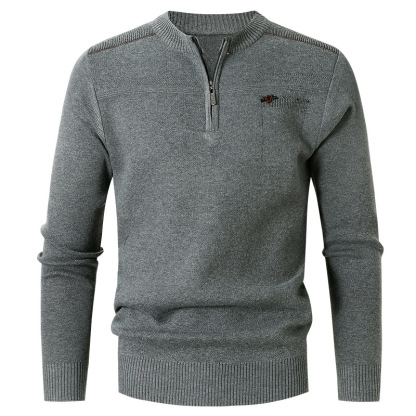 MEN'S CASUAL CREW NECK SWEATER SOLID COLOR AUTUMN AND WINTER INNER WEAR-tidenox