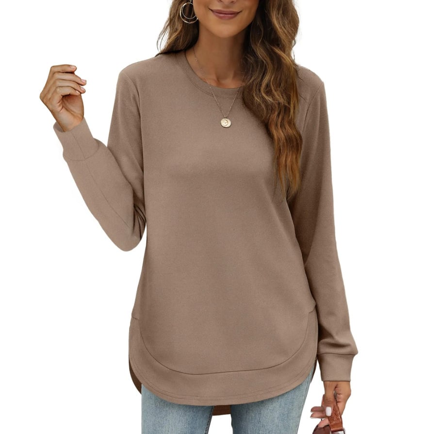⏰Hot Sale-Women's Sweatshirt Crewneck Curved Hem-tidenox