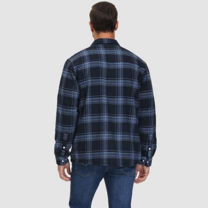 Men's Flannel Shirt Jacket - Fleece Lined Cotton Winter Coat-tidenox