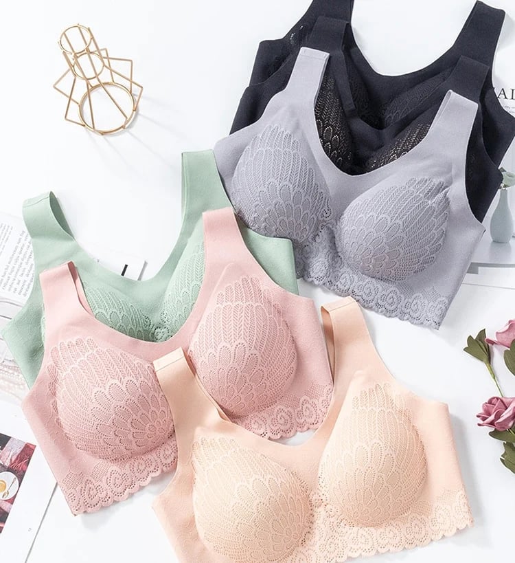 Latex 4.0 Graceful Anti-saggy Breathable Lace Large Size Bra-tidenox