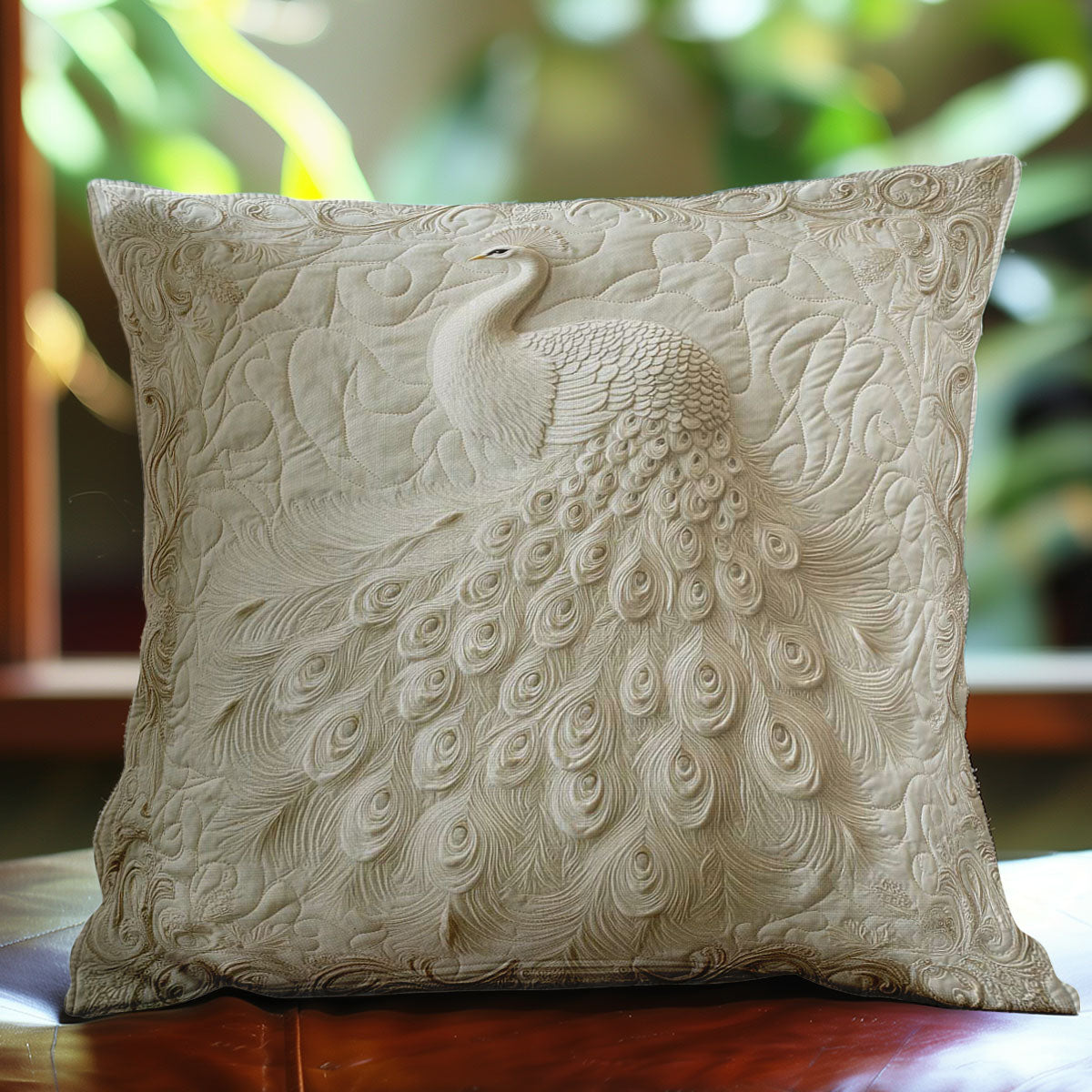 Royal White Peacock WN1002121CL Quilt Pillow Case-tidenox