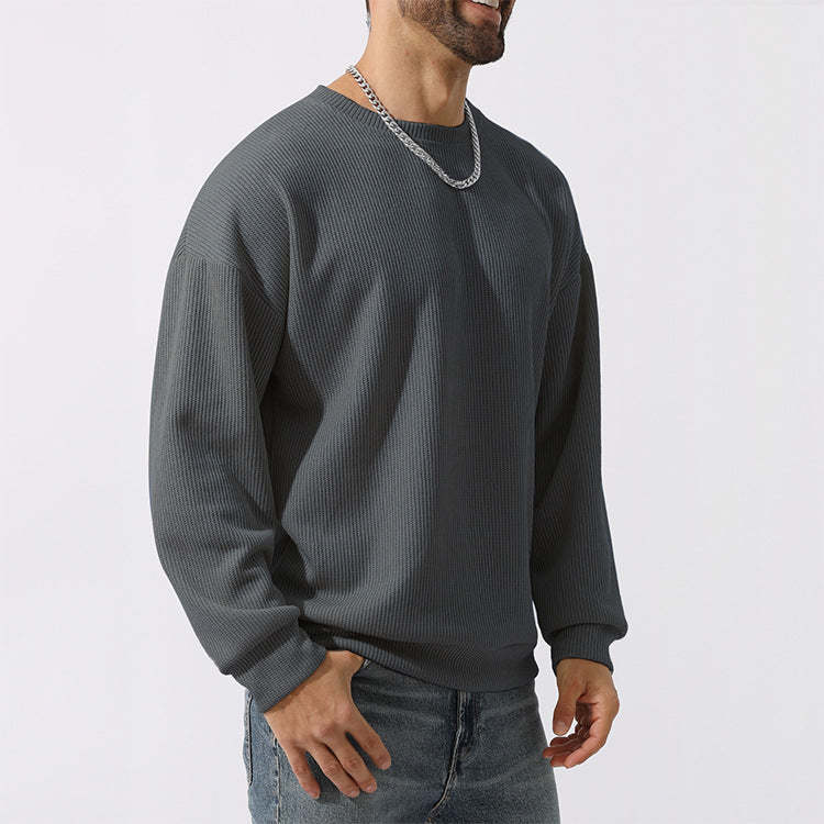 Men's Winter Sweater Loose Round Neck Thickened Sweater-tidenox