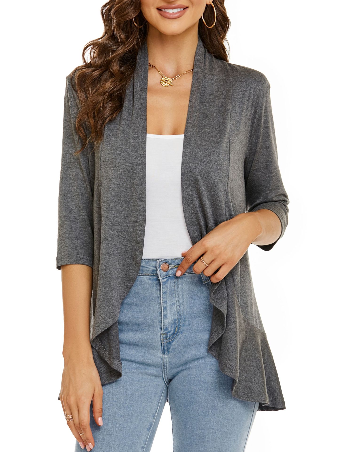 Casual Lightweight Open Front Cardigans-tidenox