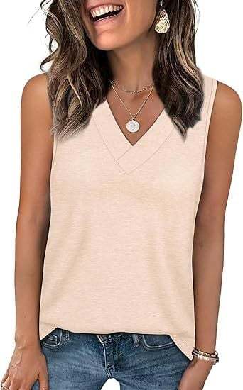 🎁Last Day Promotion 49% OFF✨Women's Sleeveless V-Neck Slimming Loose Fit Casual Tank Top T-Shirt-tidenox