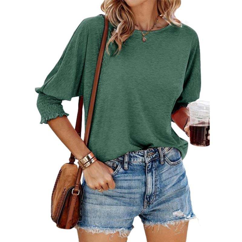Women's 2025 Fashion Tops 3/4 Sleeve T-Shirts Cute Crewneck Basic Business Tees