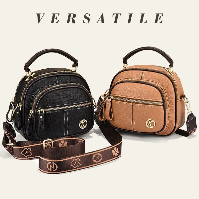 🛫Classic Multifunctional Compartments Adjustable Wide Shoulder Strap Leather Crossbody Bag-tidenox