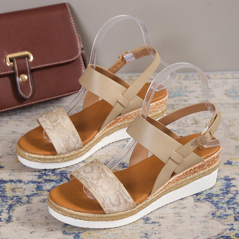 Womens Buckle Ankle Strap Platform Casual Sandals-tidenox