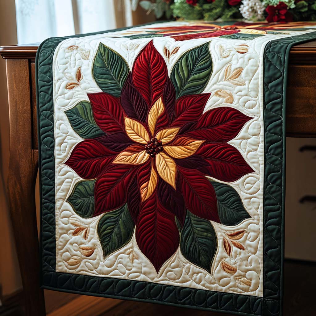 Christmas Flower Quilted Table Runner NCU0NT1644-tidenox