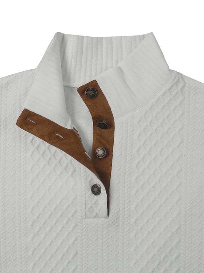 Men's Comfy Outdoor Casual Stand Button Long Sleeve Sweater-tidenox