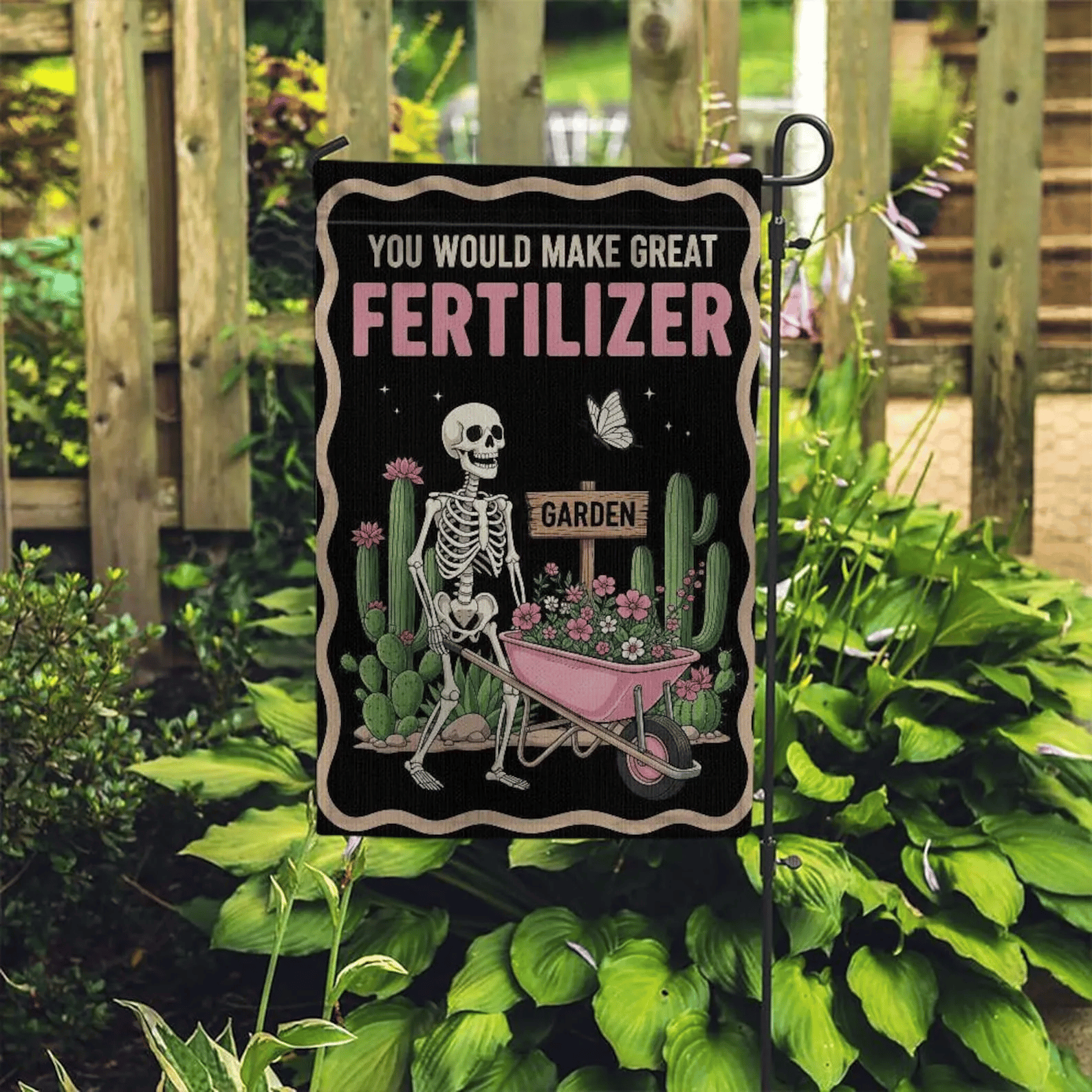 🔥LAST DAY 49%OFF-🔥You Would Make Great Fertilizer – Double‐Sided Skeleton & Cactus Garden Flag-tidenox