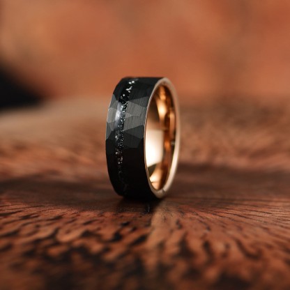 8mm Ares Black Tourmaline Tungsten Carbide Ring-tidenox