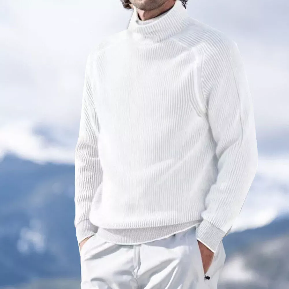 Men's Turtleneck High Neck Sweater Long Sleeve Knitted Pullovers Warm Sweatshirt-tidenox
