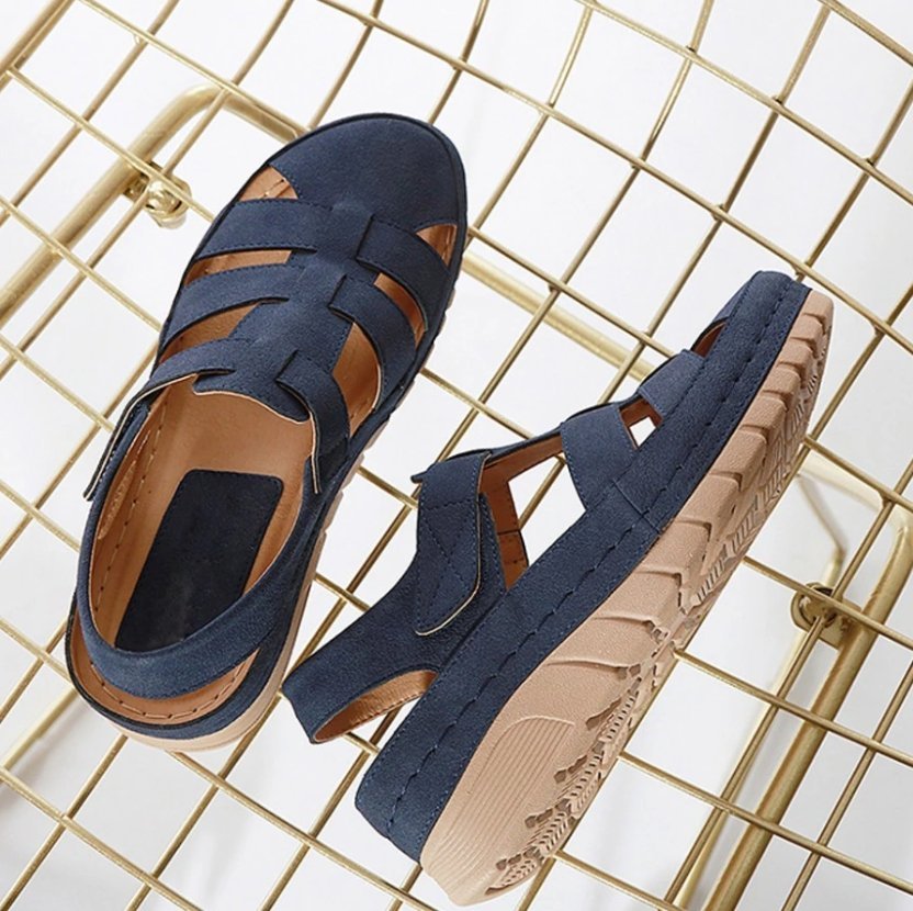 Casual Orthopedic Velcro Walking Wedge Toe Sandals-tidenox