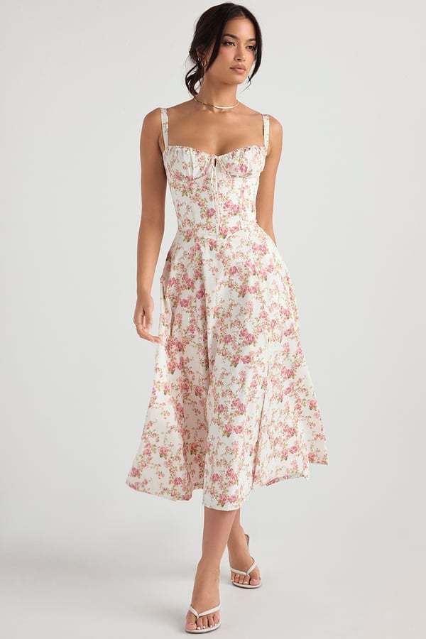 PRINT BUSTIER SUNDRESS-tidenox