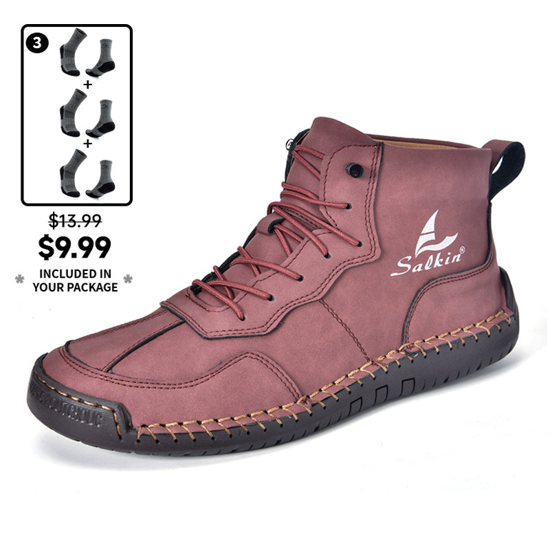 (⏰Limited Time Sale 70% OFF) Men's Orthopedic Comfortable - Leather Boots - Waterproof, Non-Slip, Arch Support, Wide Toe, Shock-Absorbing, Outdoor Leather Boots-tidenox