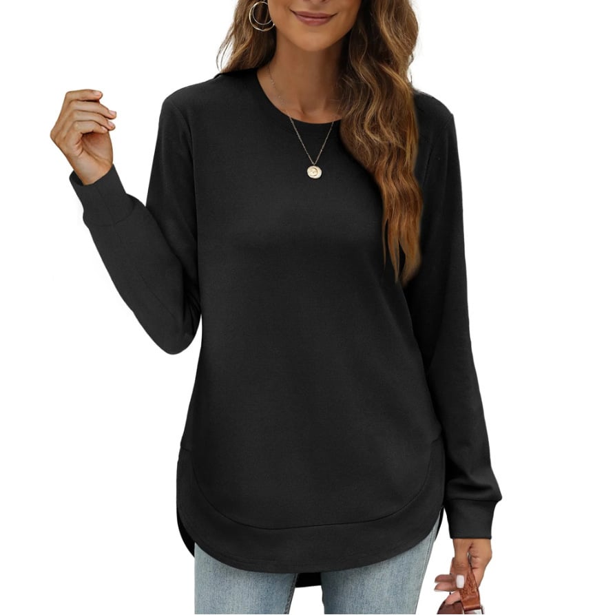 ⏰Hot Sale-Women's Sweatshirt Crewneck Curved Hem-tidenox