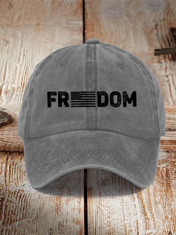 Unisex Freedom American Flag Print Baseball Cap-tidenox