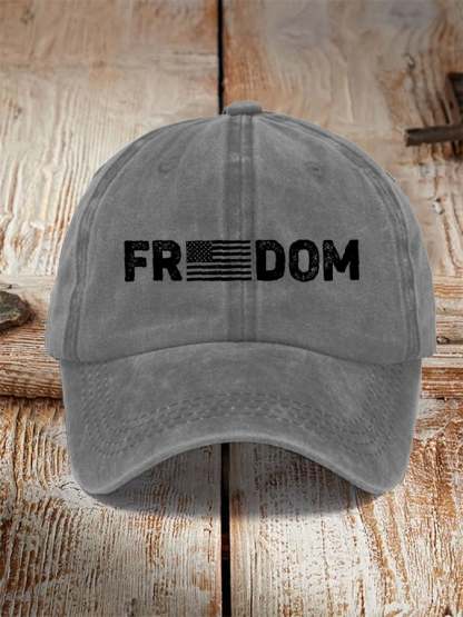 Unisex Freedom American Flag Print Baseball Cap-tidenox
