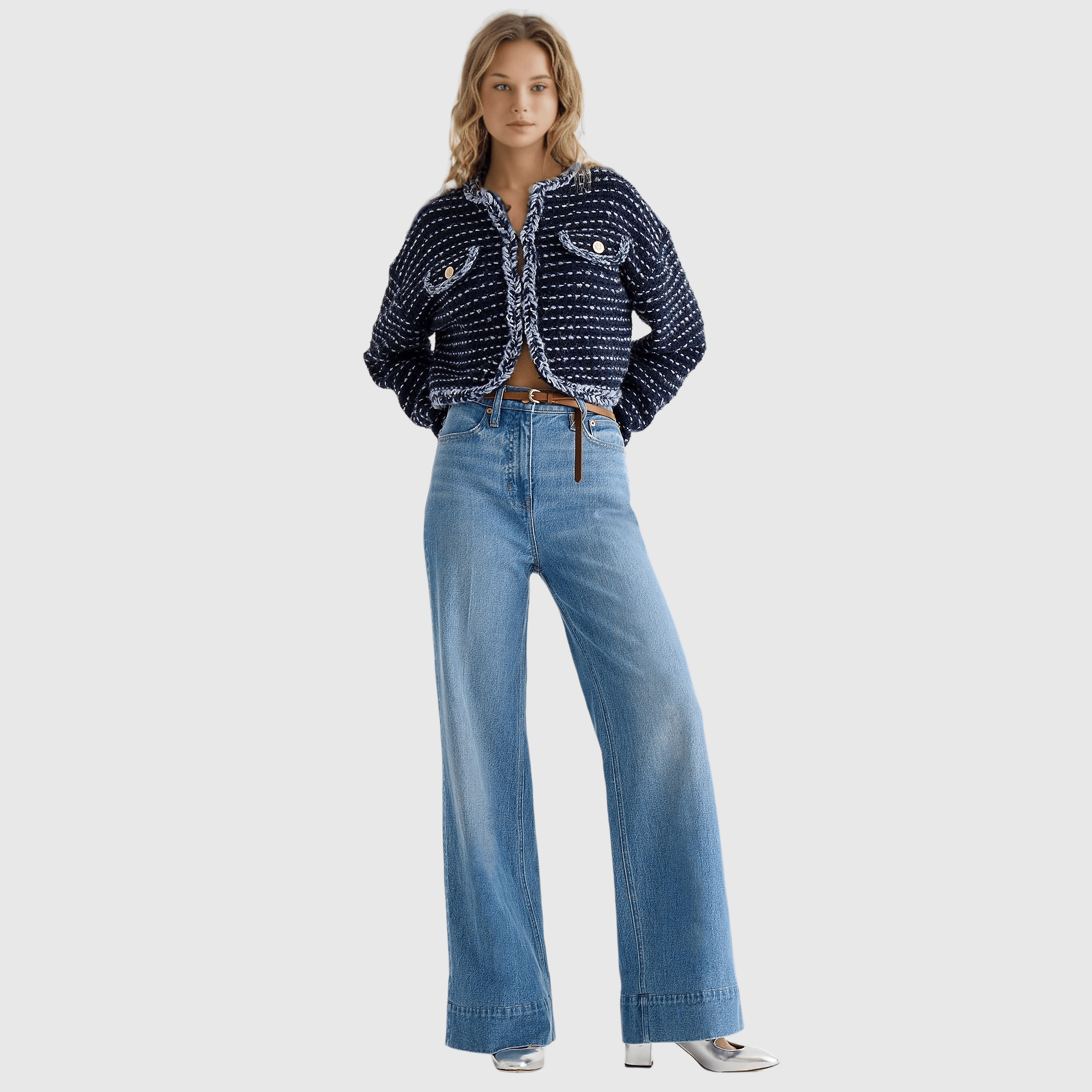 Tummy Control Tall Wide Leg Denim Trouser-tidenox