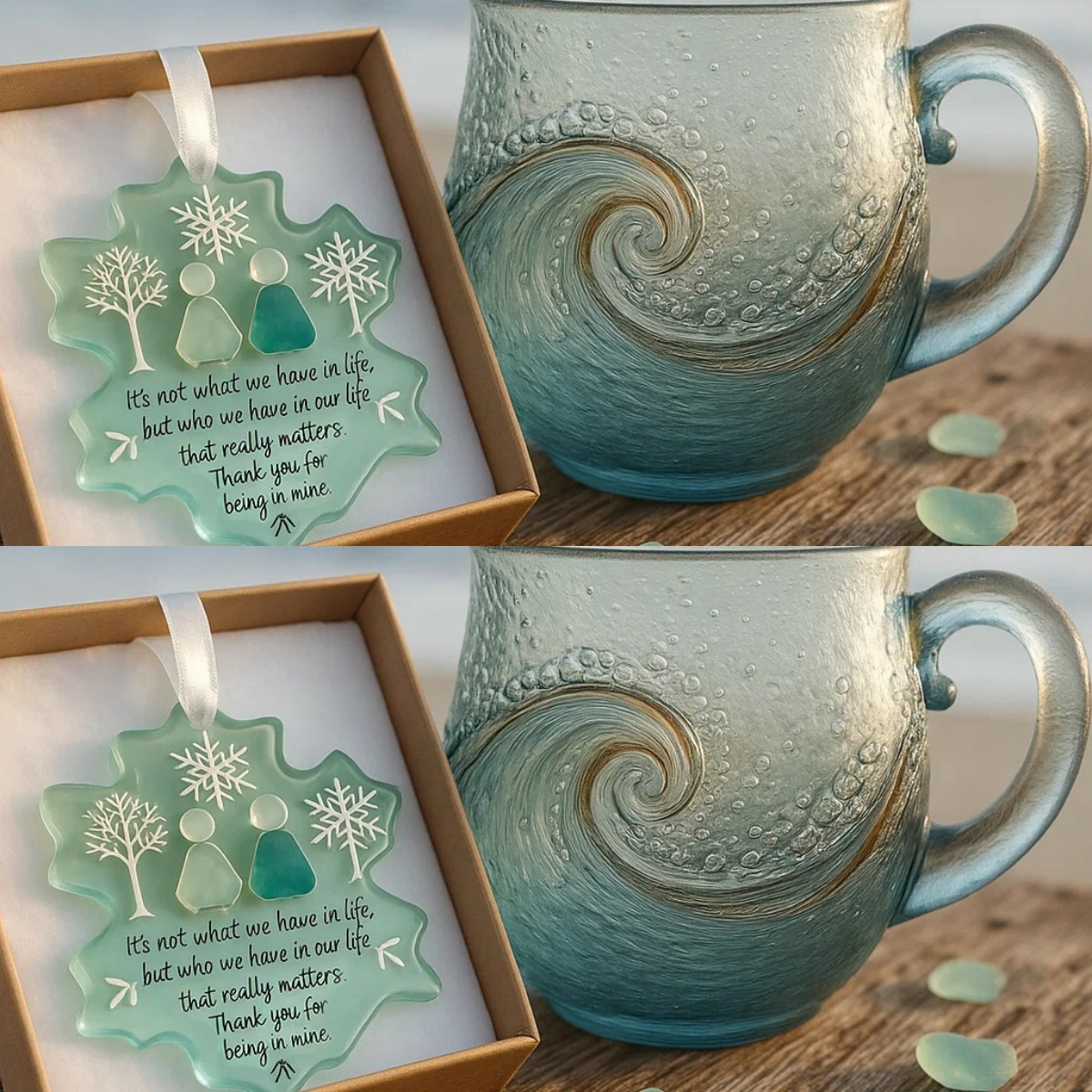 🎄Christmas Best Gifts🔥 Unique Handcrafted Sea Glass Ocean Wave Mug🎁Bring the Calm of the Ocean to Your Morning-tidenox
