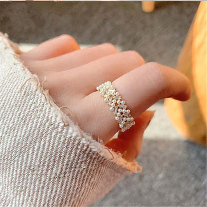 Elegant Adjustable Pearl Ring-tidenox