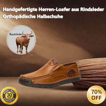 🐂 Men's calf leather casual shoes 👞 Hand-stitched, easy to put on and take off ✅ Arch support, pain relief - comfortable walking-tidenox