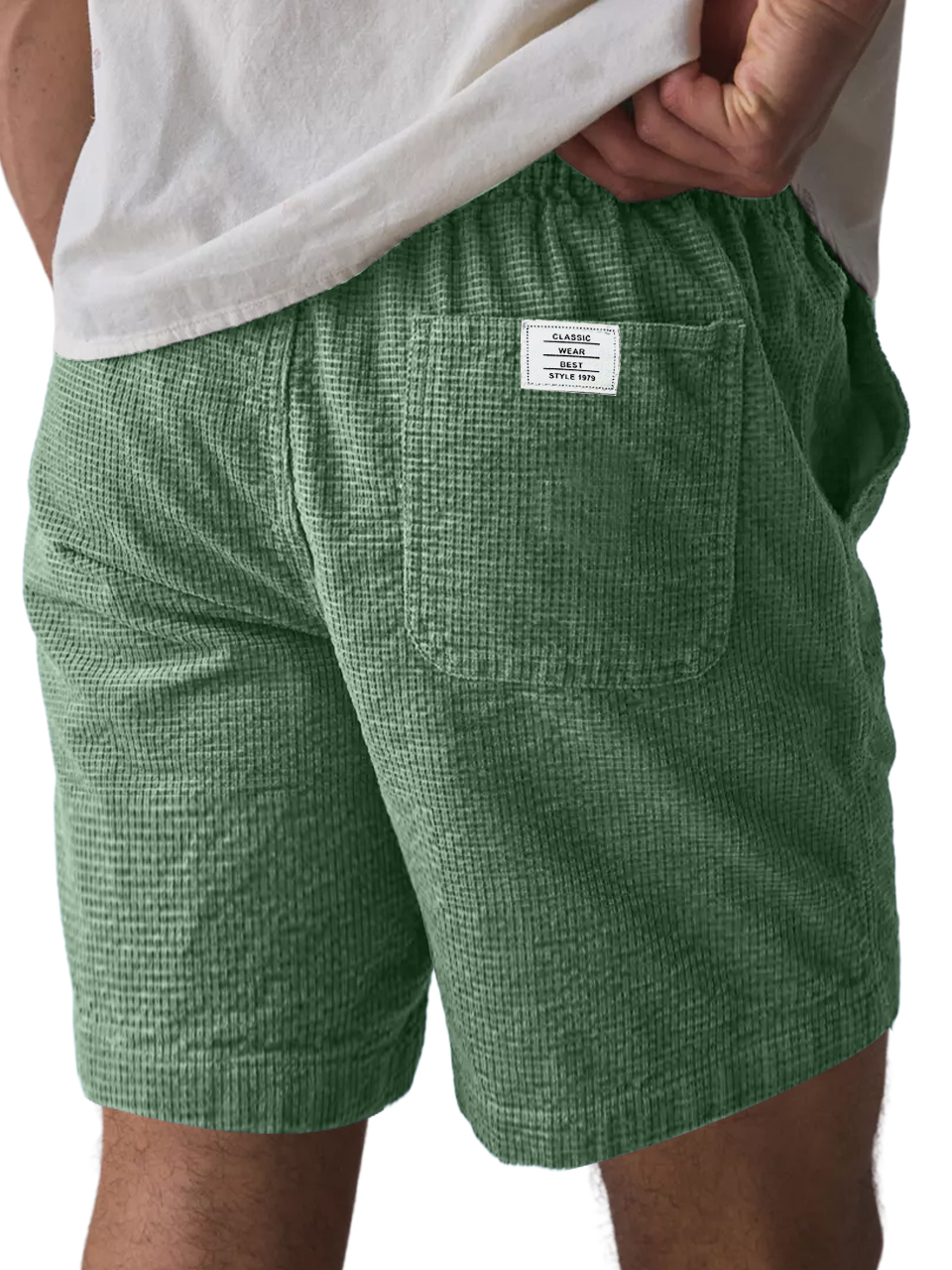 Men's Everyday Waffle Pocket Logo Solid Shorts-tidenox