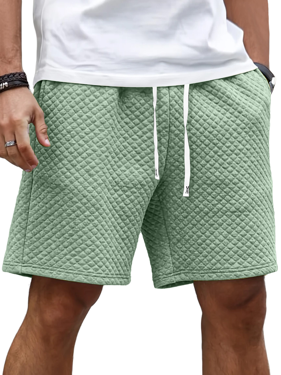 Men's Daily Diamond Elastic Waist Casual Shorts-tidenox