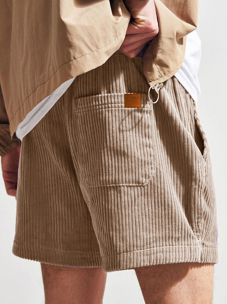 Men's Fashion Retro Sports Corduroy Fabric Shorts-tidenox