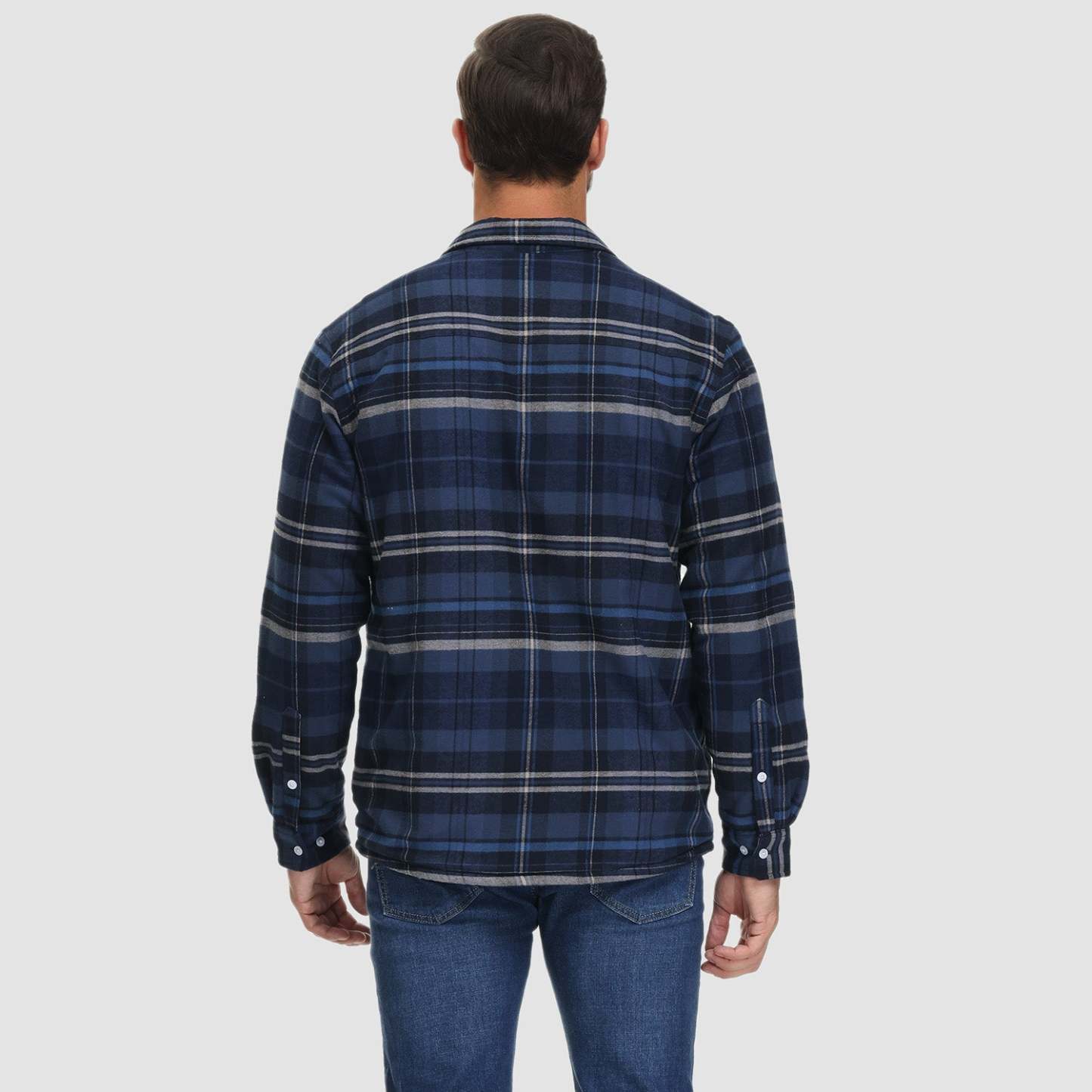 Men's Flannel Shirt Jacket - Fleece Lined Cotton Winter Coat-tidenox