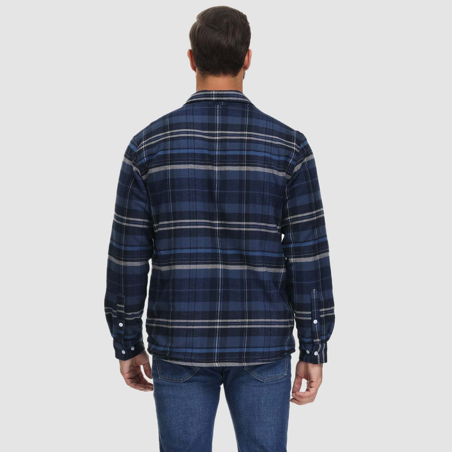 Men's Flannel Shirt Jacket - Fleece Lined Cotton Winter Coat-tidenox