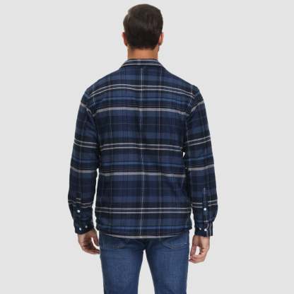 Men's Flannel Shirt Jacket - Fleece Lined Cotton Winter Coat-tidenox